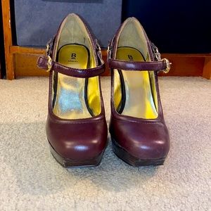 Bakers “Melani” Mary Jane Brown/Dark cherry platform pumps/heels. Size 7.